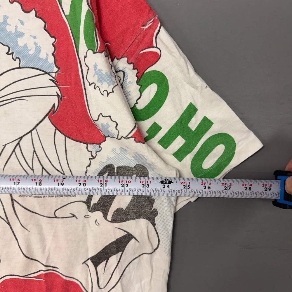 Looney Tunes Shirt White Vintage 1993 Christmas AOP All Over Print XL - Picture 4 of 6